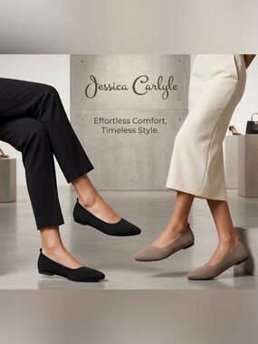 2 pairs New authentic Jessica Carlyle super flexible comfortable fabric flats